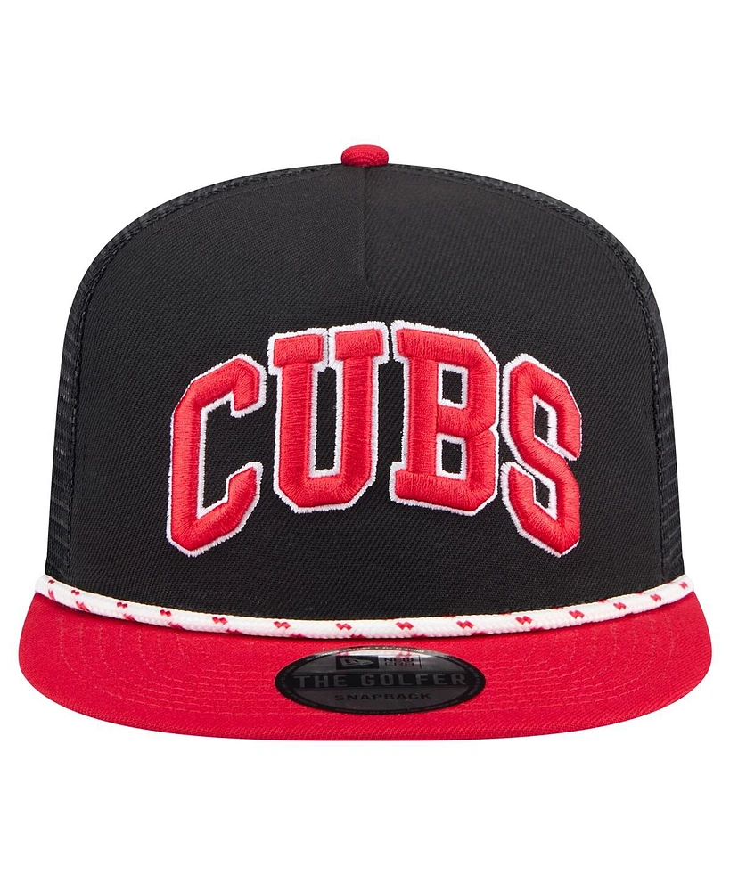 New Era Men's Black Chicago Cubs Throwback Meshback Golfer Hat