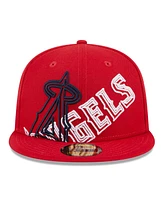 New Era Men's Red Los Angeles Angels Game Day Overlap 59FIFTY Fitted Hat