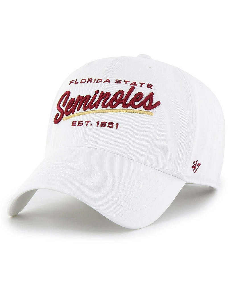 47 Brand Women's White Florida State Seminoles Sidney Clean Up Adjustable Hat