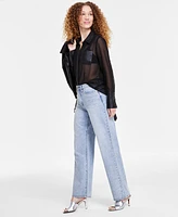 Dkny Jeans Women's Studded High-Rise Wide-Leg - LKE