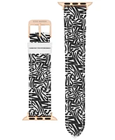 Steve Madden Women's White Faux Leather with Black Sm Logo Band Compatible with 38/40/41mm Apple Watch