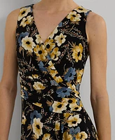 Lauren Ralph Lauren Women's Floral Surplice Jersey Sleeveless Dress