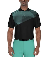 Pga Tour Men's Classic-Fit Stretch Performance Asymmetrical Geo-Print Golf Polo Shirt