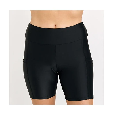 Calypsa Plus Mid-Thigh Swim Shorts With Pockets