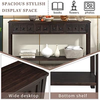 60" Rustic Console Table with Drawers & Shelf