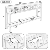 Simplie Fun Rustic Entryway Console Table, 60 Long Sofa Table With Two Different Size Drawers And Bottom