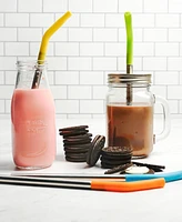 Rsvp International Endurance Stainless Steel 5 Piece 9" Silicone Tip Straw and Brush Set