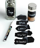 Rsvp International Silicone 31 Piece 2.25" x 1.5" Spice Label and Chalk Marker Set