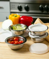 Rsvp International Endurance Stainless Steel 4 Piece 1 Cup Prep Bowls With Plastic Lid Set