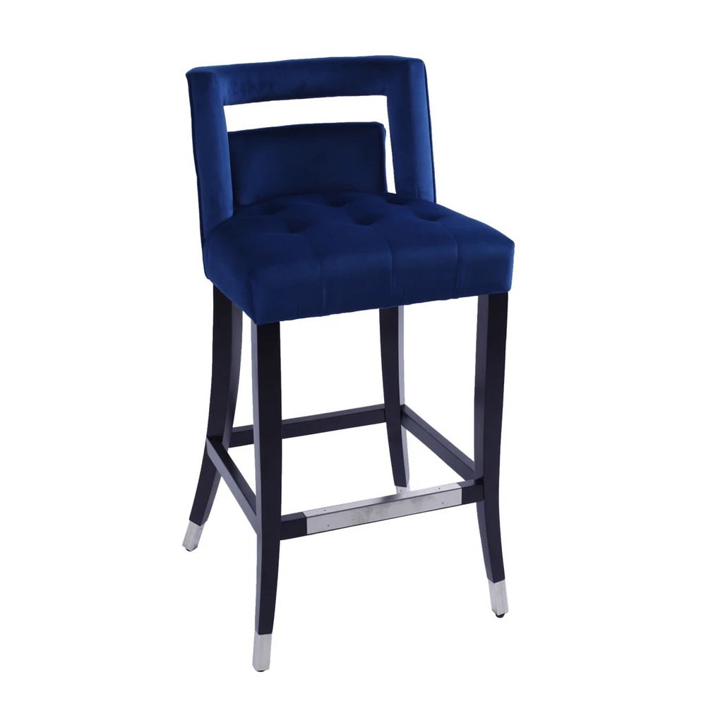 Simplie Fun Suede Velvet Barstool With Nailheads Living Room Chair 2 Pcs Set - 30 Inch Seater Height