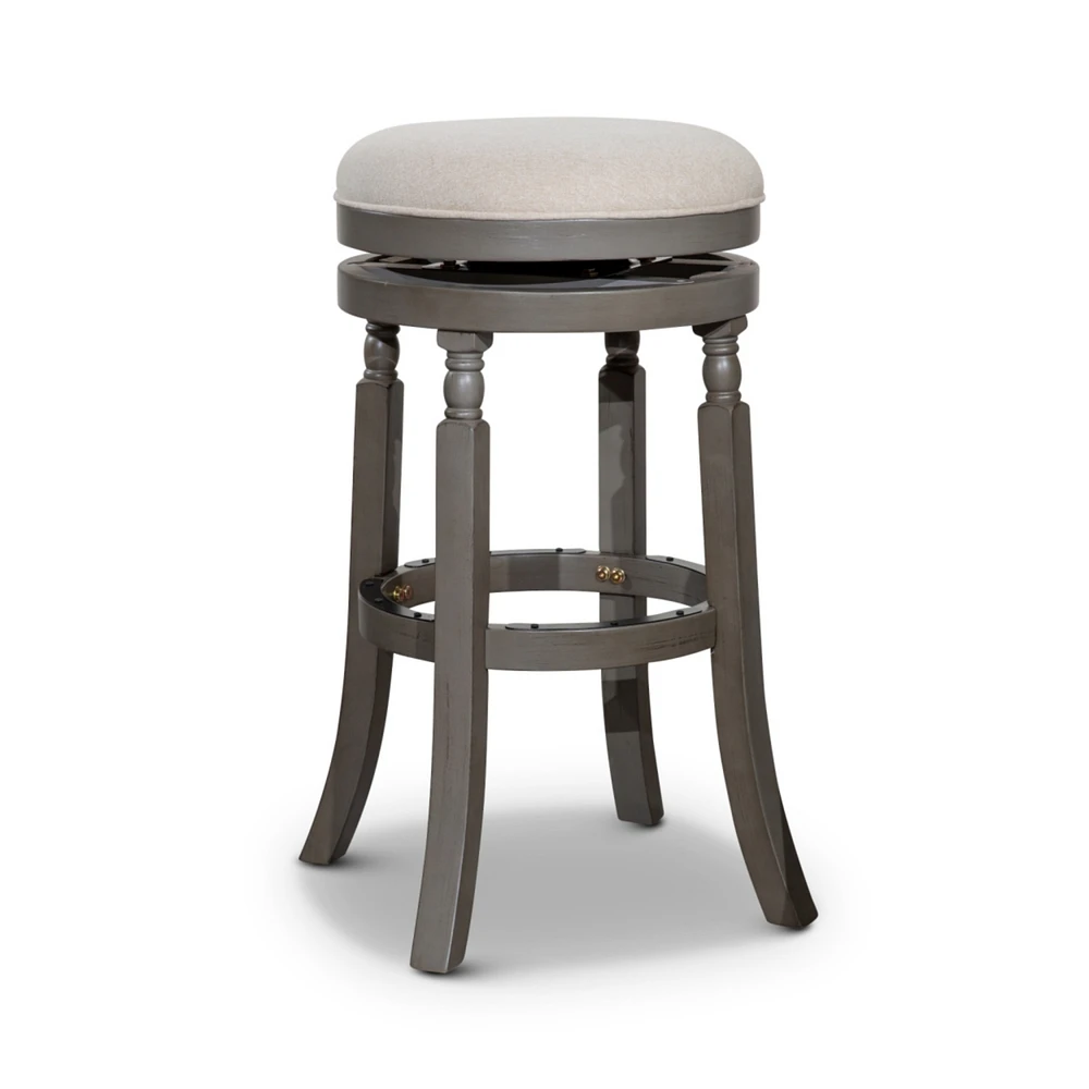 Simplie Fun Palmer Lake 30" Barstool, Weathered Gray Finish, Beige Fabric Seat