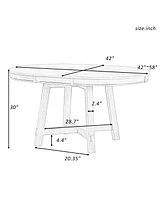 Streamdale Furniture Farmhouse Round Extendable Dining Table With 16 Leaf Wood Kitchen Table