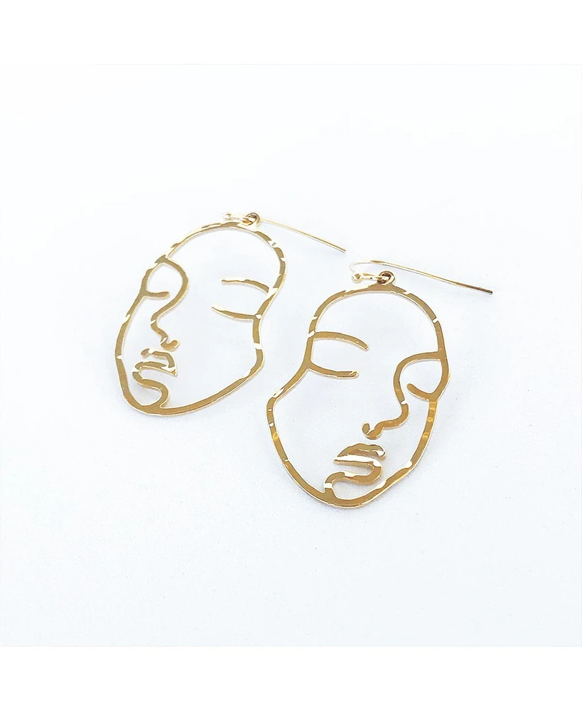 sanctuaire Sanctuary Project by Hammered Modern Art Face Statement Drop Earrings Gold