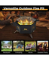 Costway Portable Charcoal Grill Stove with 360° Rotatable Grill Foldable Body & Legs