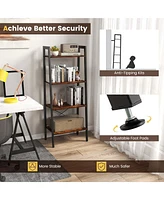 4-Tier Bookshelf Industrial Display Storage Shelf Plant Flower Stand Metal Frame