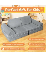 Costway 6 Pcs Kids Play Sofa Set Modular Convertible Foam Folding Couch Toddler Playset