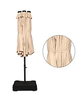 15Ft Patio Double-Sided Solar Led Market Umbrella Crank Base