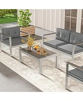 Gymax 4 Pieces Patio Furniture Set Conversation Set Patio Furniture Outdoor Conversation Set