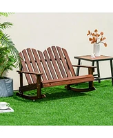 2 Person Kid Adirondack Rocking Chair Outdoor Backrest Armrest Solid Wood