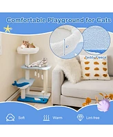 Costway Ocean-themed Cat Tree with Sisal Covered Scratching Posts Hanging Interactive Toys