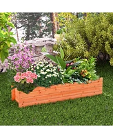 Costway Raised Garden Bed Wood Rectangular Planter Box with 2 Drainage Holes