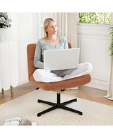 Cross Legged Office Chair Armless Desk with Imitation Lamb Fleece