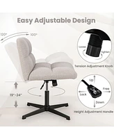 Costway Armless Office Desk Chair Modern Swivel Vanity with Adjustable Height