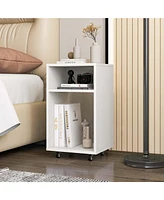 Costway Mobile File Cabinet Wooden Printer Stand Vertical Storage Organizer Home Office