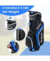 Costway Lightweight Golf Stand Bag with 14 Way Top Dividers 6 Pockets Cooler Rain Hood