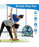 Costway 20 Inches High Velocity Floor Fan, Portable Pivoting Fan with 3 Powerful Speeds
