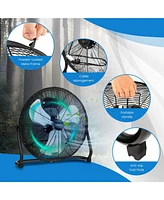 Costway 20 Inches High Velocity Floor Fan, Portable Pivoting Fan with 3 Powerful Speeds