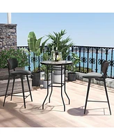 38'' Patio Round Counter Height Bar Table withTempered Glass Tabletop Poolside