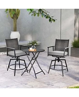 360° Swivel Bar Stool Set of 2 Counter Height Bar Chair with Metal Frame
