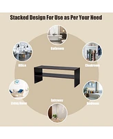 Costway 3 Pcs Stackable Shoe Rack 31-Inch Horizontal Organizer 2-tier StorageShelf