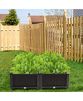Set of 4 Raised Garden Bed Elevated Flower Vegetable Herb