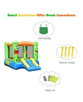 Costway Inflatable Bounce House Jumper Castle Kids Playhouse w/ Basketball Hoop & Slide