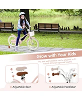 Gymax 18'' Kids Bicycle Children's Training Bicycle w/ Removable Training Wheels & Basket Pink