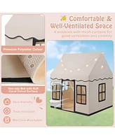 Costway Kids Play Castle Tent Large Playhouse Toys Gifts with Star Lights Washable Mat