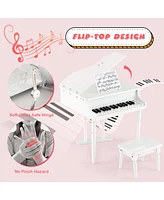 Costway 30 Key Classical Kids Piano Wooden Musical Instrument Toy w/ Stand & Stool