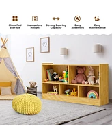 Costway Kids 2-Shelf Bookcase 5-Cube Wood Toy Storage Cabinet Organizer