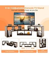 Costway 3 Pieces Tv Console Stand Modern Entertainment Center Storage Bookcase