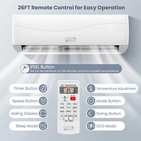 Costway 24000 Btu Mini Split Air Conditioner & Heater Ductless 18.5 SEER2 1500 Sq. Ft