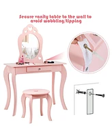 Costway Kids Vanity Set Princess Makeup Dressing Play Table