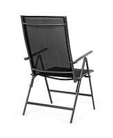 Gymax 4PCS Folding Chair Patio Garden Outdoor w/ Steel Frame Adjustable Backrest