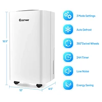 Costway 24 Pints 1500 Sq. Ft Portable Dehumidifier For Medium To Large Spaces