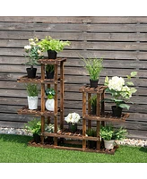 Costway 6Tier 13 Pots Wooden Plant Flower Display Stand Wood Shelf