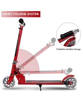Costway Folding Aluminum 2 Wheel Kids Kick Scooter Adjustable Height Led Light Up