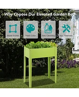 Costway 24'' x12'' Outdoor Elevated Garden Plant Stand Raised Tall Flower Bed Box