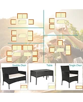 Patio 4PCS Furniture Set Rattan Wicker Outdoor