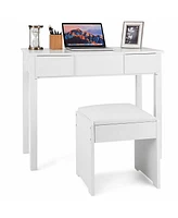 Costway Vanity Dressing Table Furniture Stool Storage Box